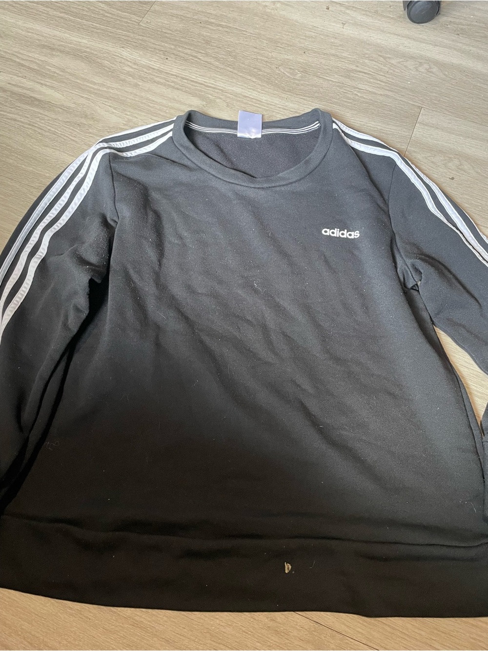 adidas Black Sweatshirt with White Shoulder Stripes